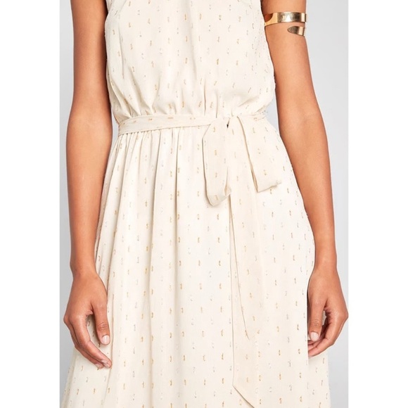 NWT ModCloth Illuminated Elegance Chiffon Maxi Dress Ivory Wedding Bridesmaid - Picture 3 of 11